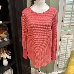 Sundance Waffle Knit Thermal & Lace Top Women's Size M